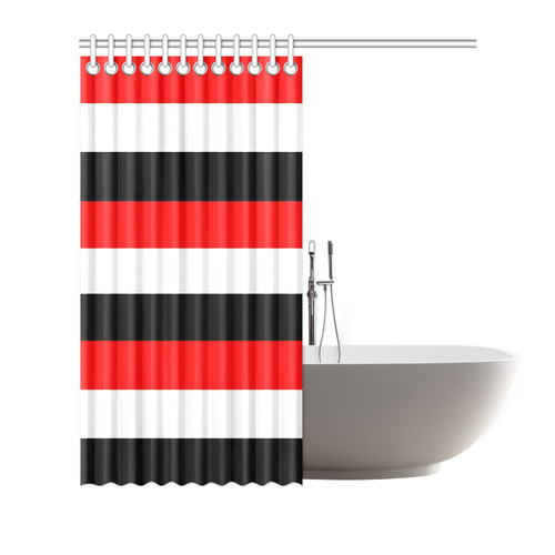 Red, White and Black Stripes Shower Curtain 72"x72"