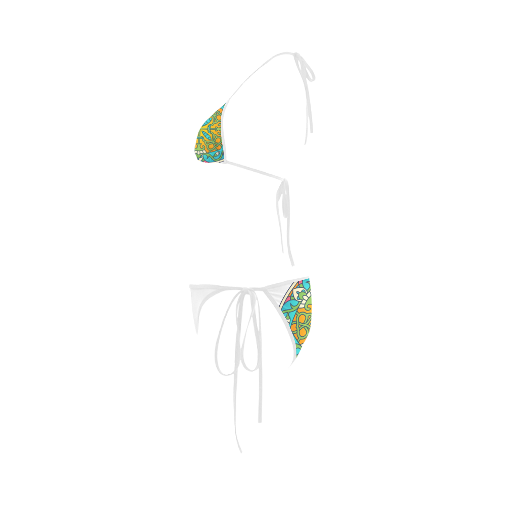 New arrival in Shop : exclusive designers bikini edition / blue and vintage old yellow 30s inspired  Custom Bikini Swimsuit
