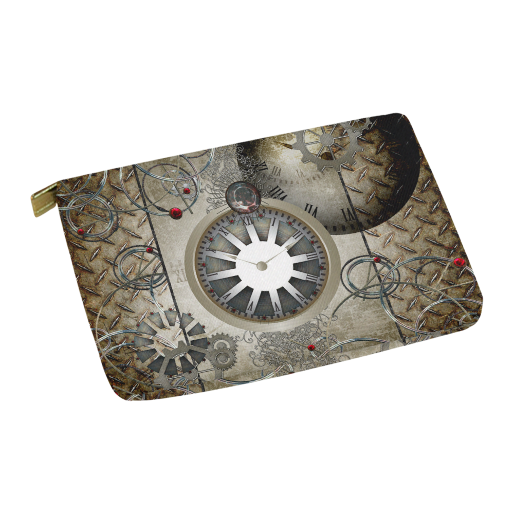 Steampunk, noble design, clocks and gears Carry-All Pouch 12.5''x8.5''