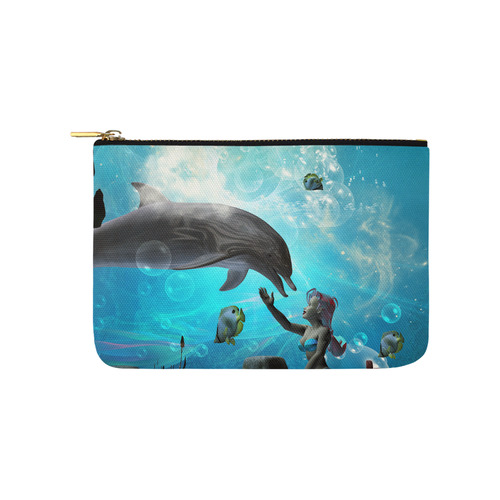 Dolphin with bautiful mermaid Carry-All Pouch 9.5''x6''