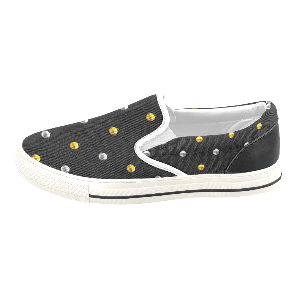 Metallic Silver and Gold Christmas Ornaments Men's Unusual Slip-on Canvas Shoes (Model 019)