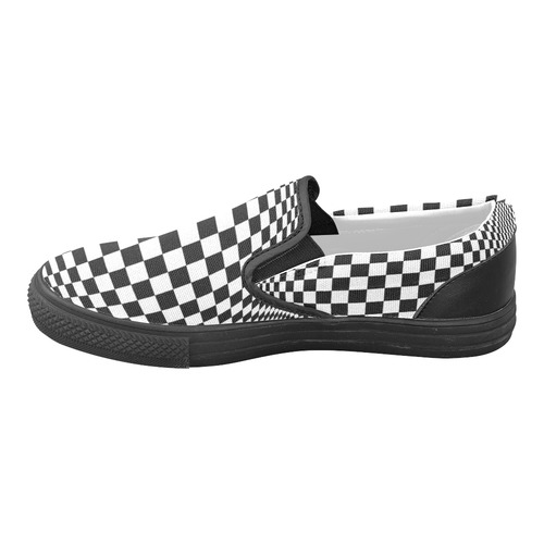 Optical Illusion Checkers Slip-on Canvas Shoes for Men/Large Size (Model 019)