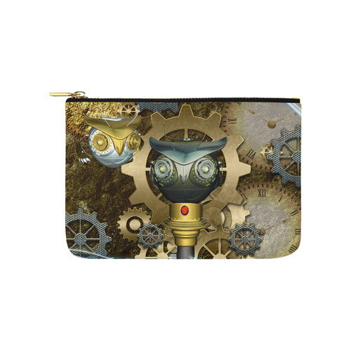 Steampunk, owl, clocks and gears Carry-All Pouch 9.5''x6''