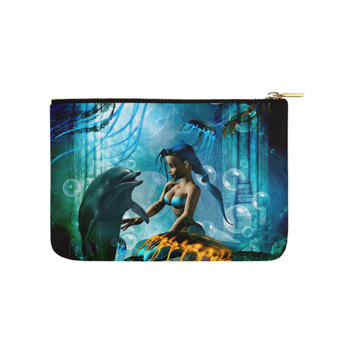 Dolphin with mermaid Carry-All Pouch 9.5''x6''