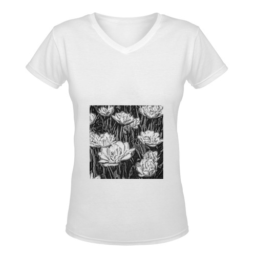 Floral ArtStudio 011116 Women's Deep V-neck T-shirt (Model T19)