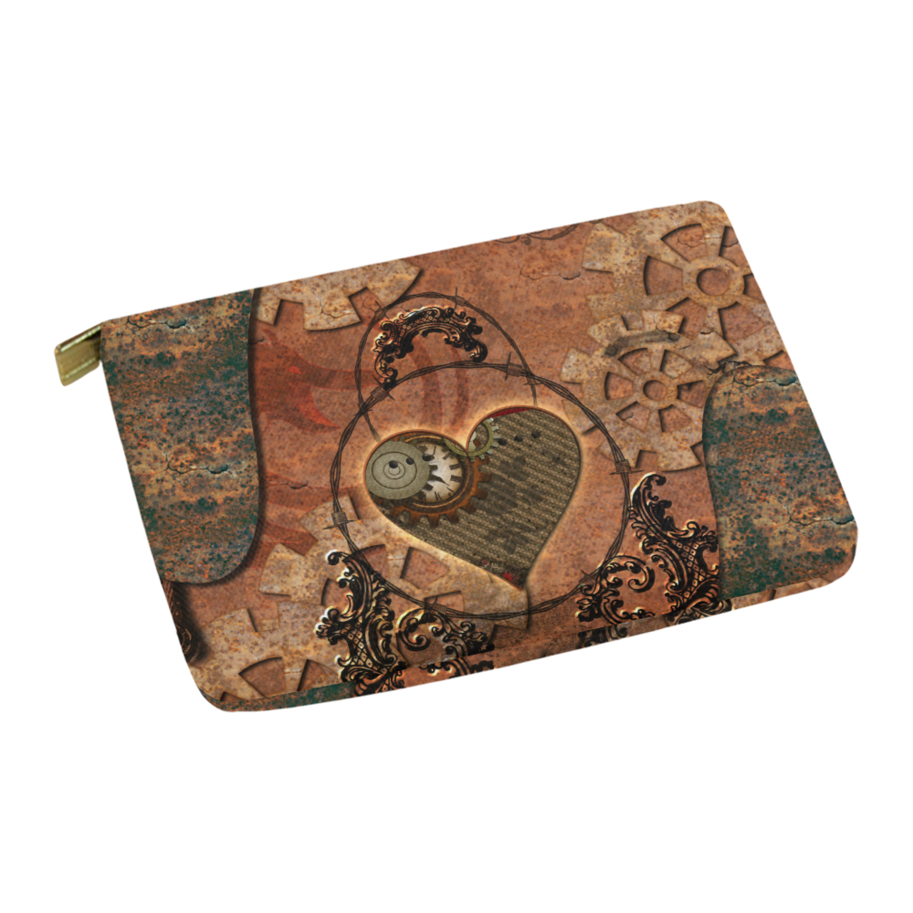 Steampunk wonderful heart, clocks and gears Carry-All Pouch 12.5''x8.5''