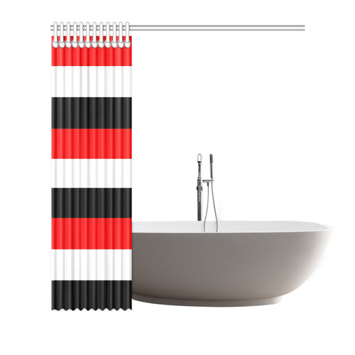 Red, White and Black Stripes Shower Curtain 72"x72"