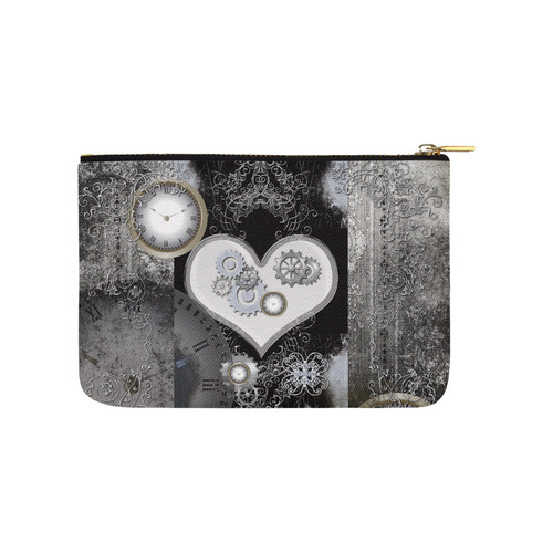 Steampunk, heart, clocks and gears Carry-All Pouch 9.5''x6''