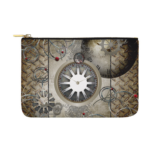 Steampunk, noble design, clocks and gears Carry-All Pouch 12.5''x8.5''