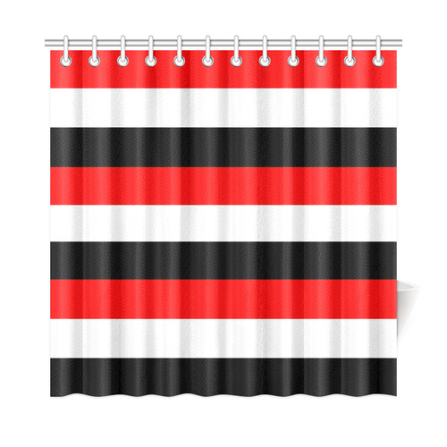 Red, White and Black Stripes Shower Curtain 72"x72"