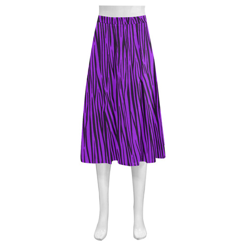 Purple Zebra Stripes Fur Mnemosyne Women's Crepe Skirt (Model D16)