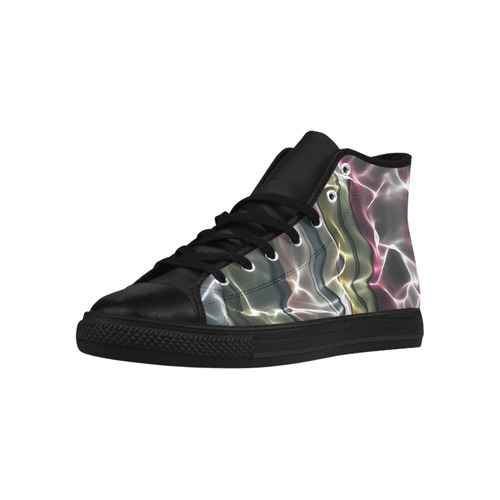 Abstract Glossy Wavy Mesh Aquila High Top Microfiber Leather Women's Shoes/Large Size (Model 032)