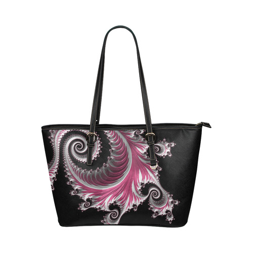 Candyfloss Spirals Leather Tote Bag/Large (Model 1651)