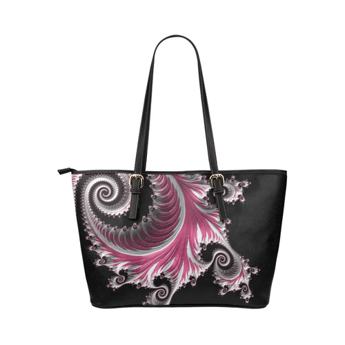 Candyfloss Spirals Leather Tote Bag/Large (Model 1651)