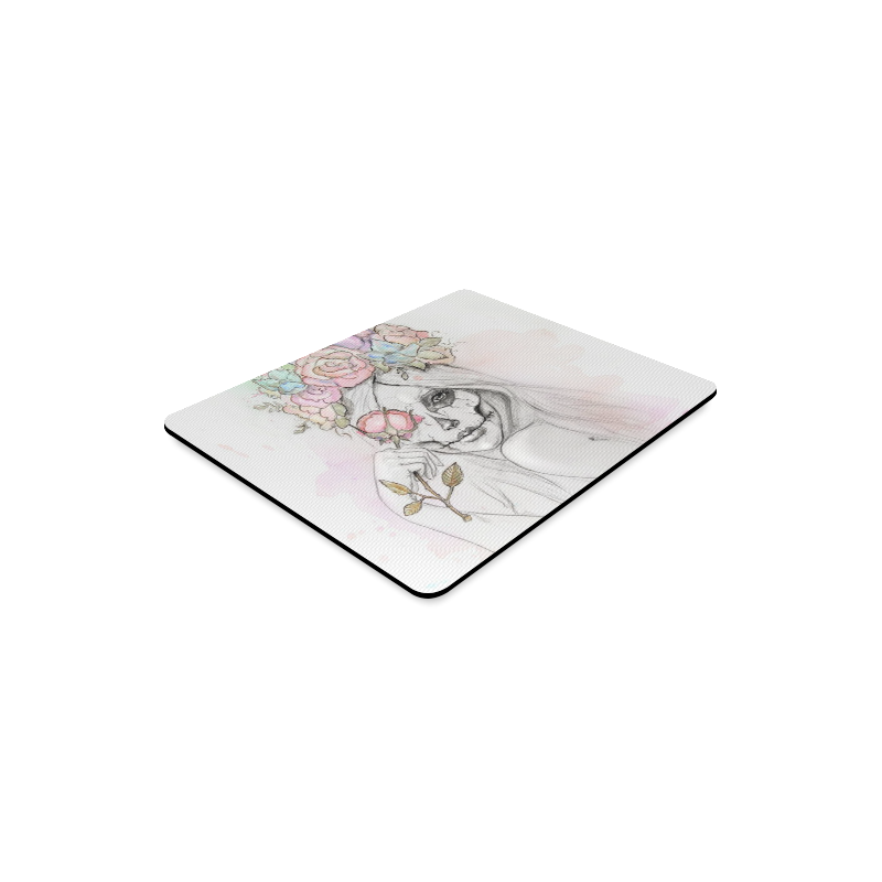 Boho Queen, skull girl, watercolor woman Rectangle Mousepad