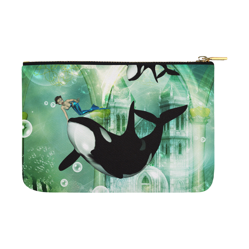 Orca with mermaid Carry-All Pouch 12.5''x8.5''