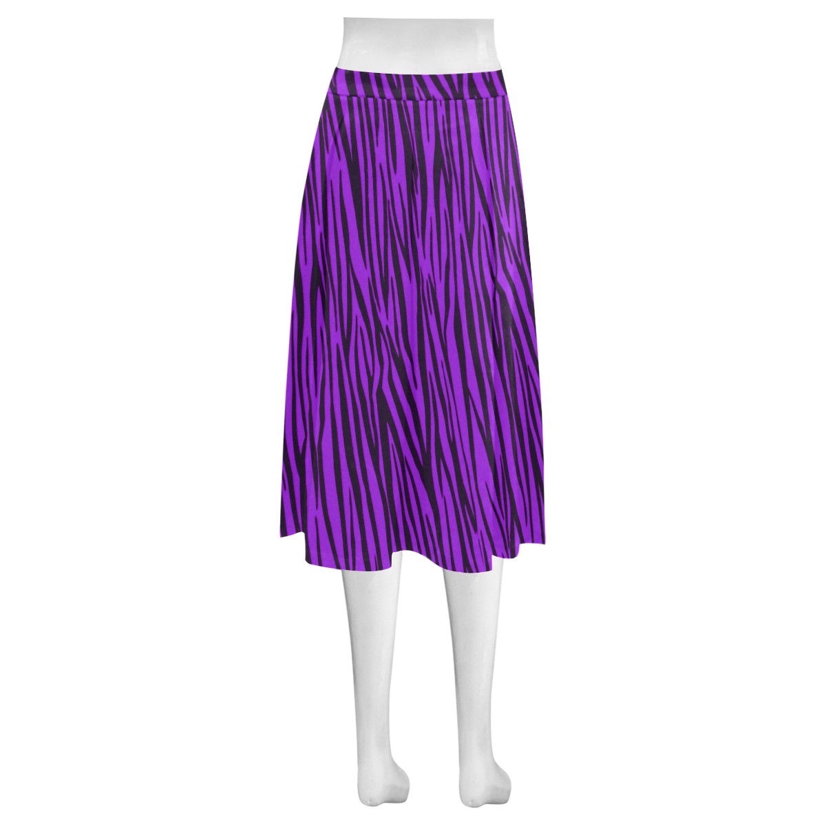 Purple Zebra Stripes Fur Mnemosyne Women's Crepe Skirt (Model D16)