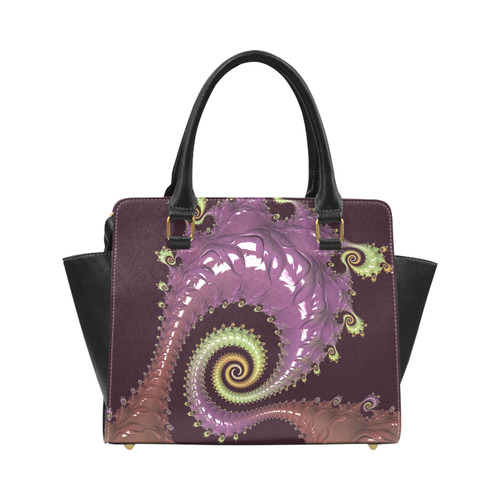 Chocolate Purple Spirals Classic Shoulder Handbag (Model 1653)