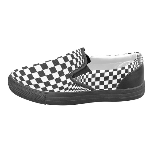 Optical Illusion Checkers Slip-on Canvas Shoes for Men/Large Size (Model 019)