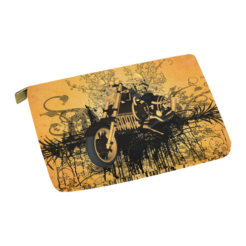 Steampunk, awesome motorcycle with floral elements Carry-All Pouch 12.5''x8.5''