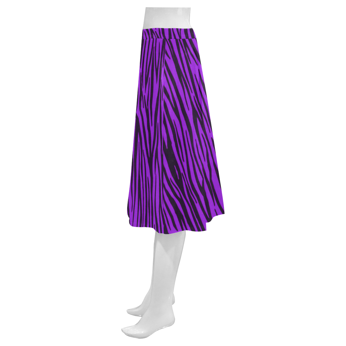 Purple Zebra Stripes Fur Mnemosyne Women's Crepe Skirt (Model D16)