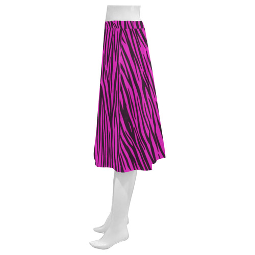 Hot Pink Zebra Stripes Fur Mnemosyne Women's Crepe Skirt (Model D16)