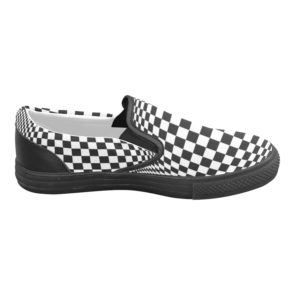 Optical Illusion Checkers Slip-on Canvas Shoes for Men/Large Size (Model 019)