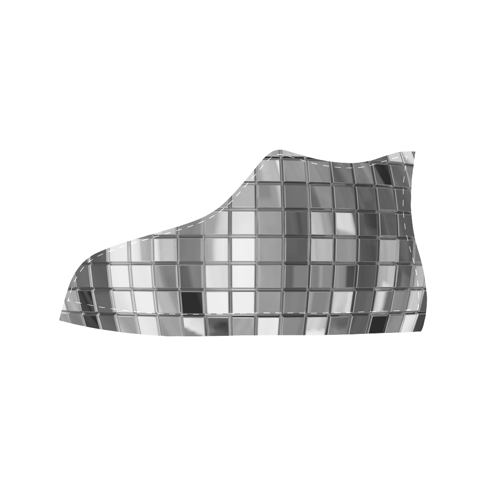 Silver Disco Ball Aquila High Top Microfiber Leather Women's Shoes/Large Size (Model 032)