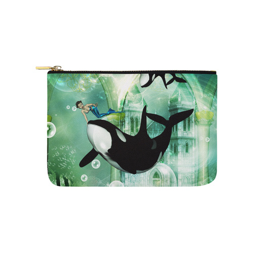 Orca with mermaid Carry-All Pouch 9.5''x6''