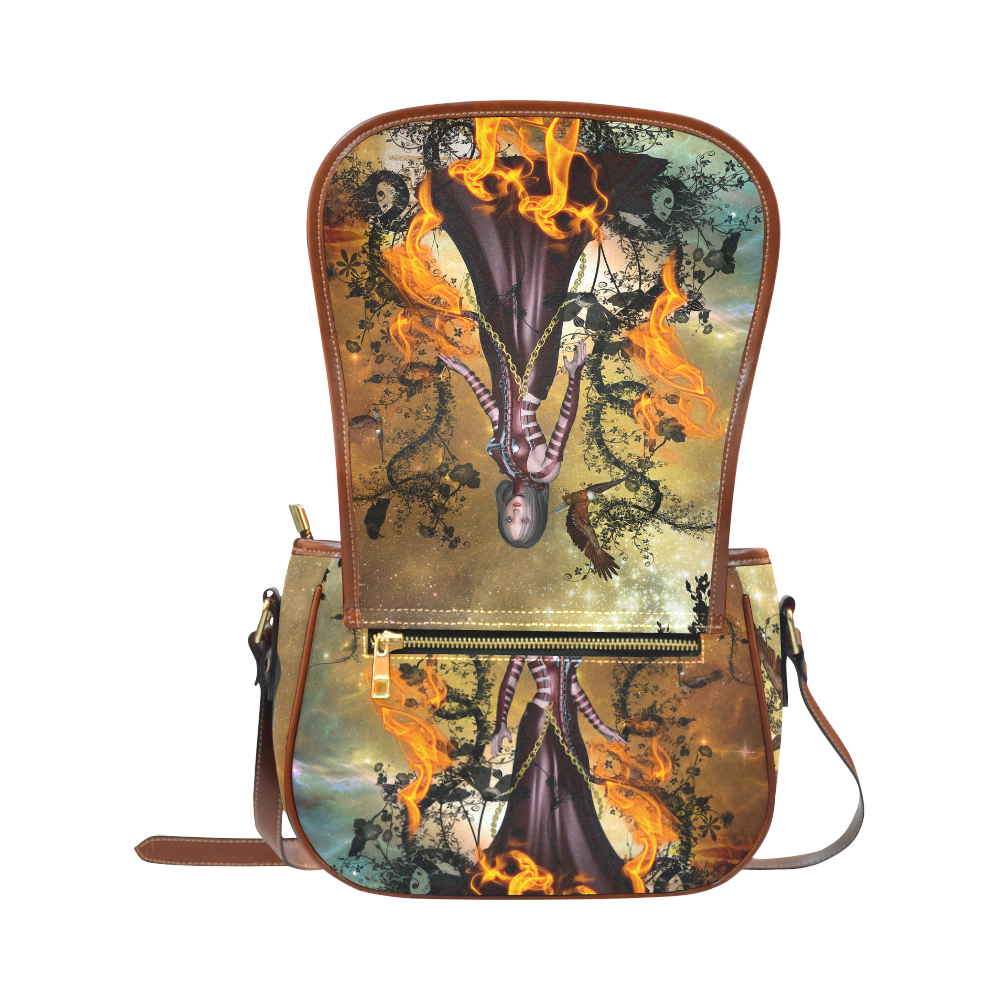 Awesome fairy with fire Saddle Bag/Small (Model 1649) Full Customization