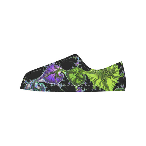 SPIRAL Filigree FRACTAL black green violet Men's Classic Canvas Shoes (Model 018)
