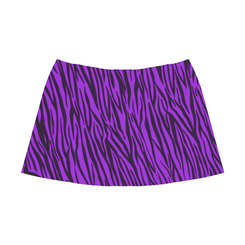 Purple Zebra Stripes Fur Mnemosyne Women's Crepe Skirt (Model D16)