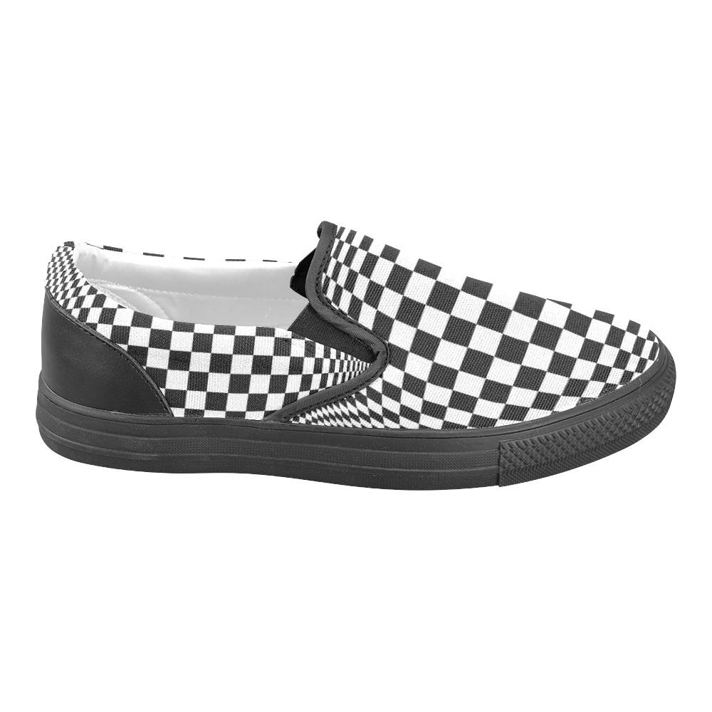 Optical Illusion Checkers Slip-on Canvas Shoes for Men/Large Size (Model 019)