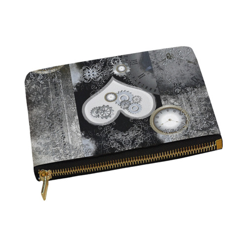 Steampunk, heart, clocks and gears Carry-All Pouch 12.5''x8.5''