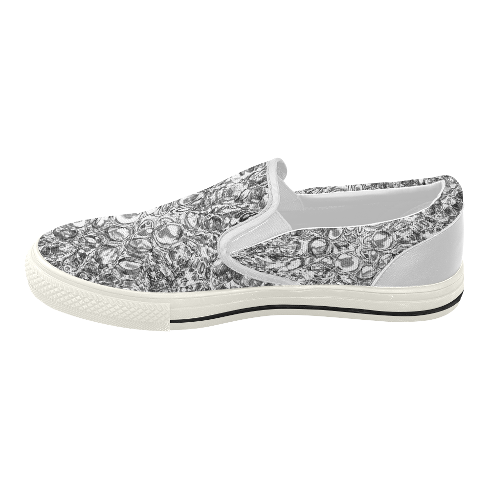 Black and White Explosion Women's Slip-on Canvas Shoes (Model 019)