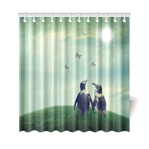 Two Penguin Love Theme At A Fantasy Landscape Shower Curtain 69 X72 Id D992544 Fantasy Landscape Shower Curtain 69 X72, Penguin Shower Curtain