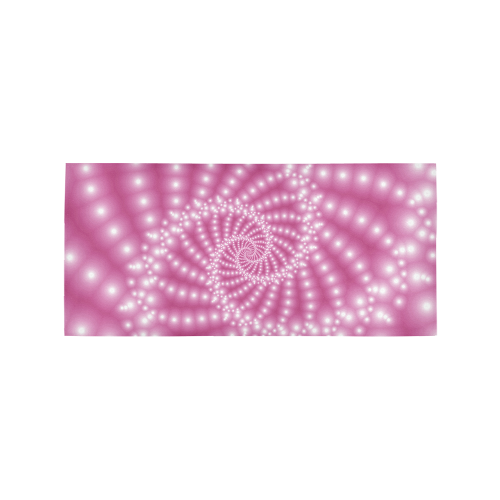 Glossy Pastel Pink Beaded Spiral Fractal Area Rug 7'x3'3''