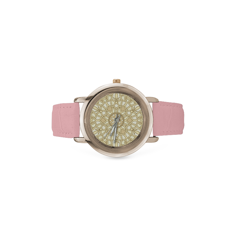 New arrival in Shop : Designers watches with hand-drawn Mandala Art. Exclusive collection Women's Rose Gold Leather Strap Watch(Model 201)