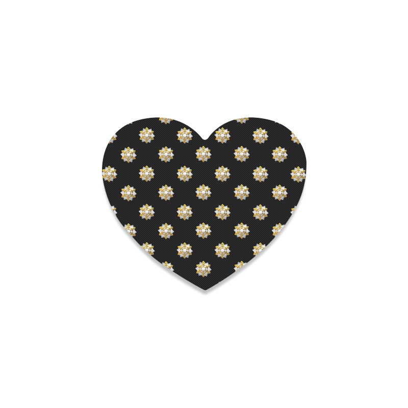 Metallic Silver And Gold Bows on Black Heart Coaster
