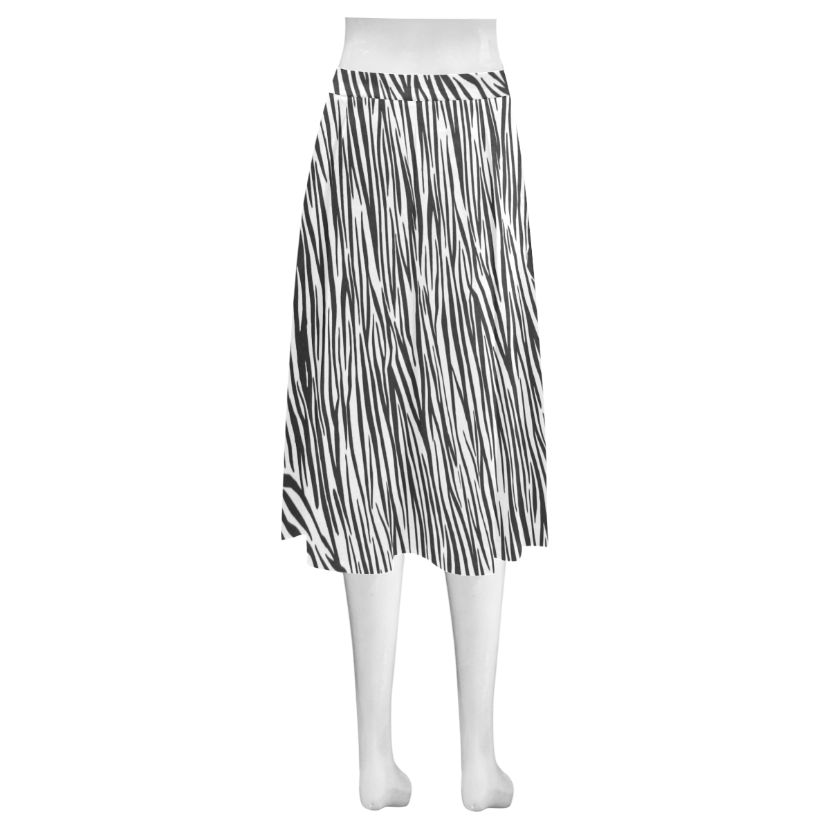 Zebra Stripes Fur Pattern Mnemosyne Women's Crepe Skirt (Model D16)