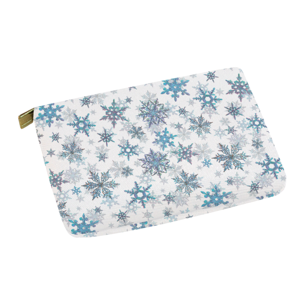 Snowflakes, Blue snow, stitched Carry-All Pouch 12.5''x8.5''