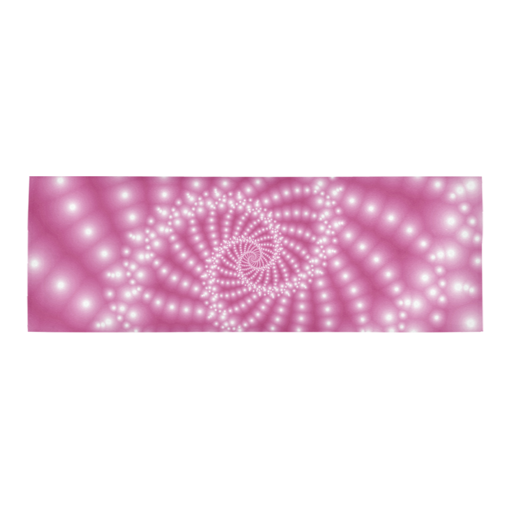 Glossy Pastel Pink Beaded Spiral Fractal Area Rug 9'6''x3'3''