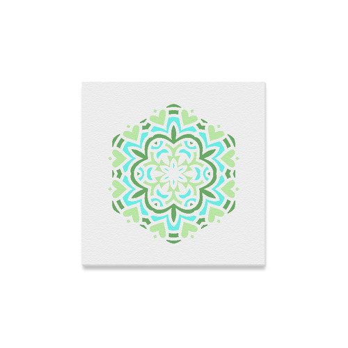 New canvas on wall : Luxury designers Mandala Art on wall. Green, blue and white edition 2016 Canvas Print 12"x12"