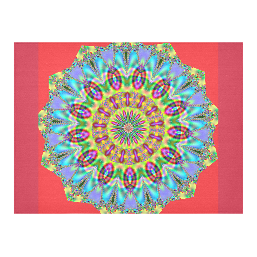 Fractal Kaleidoscope Mandala Flower Abstract 20 Cotton Linen Tablecloth 52"x 70"