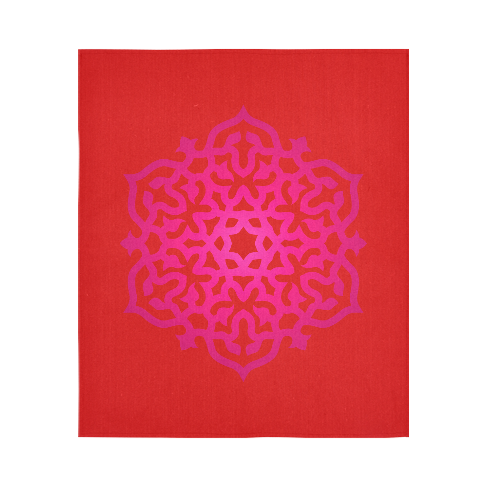 Luxury vintage Red wall tapestry with Mandala art edition. Red and pink / hand-drawn Art. Luxury edi Cotton Linen Wall Tapestry 51"x 60"