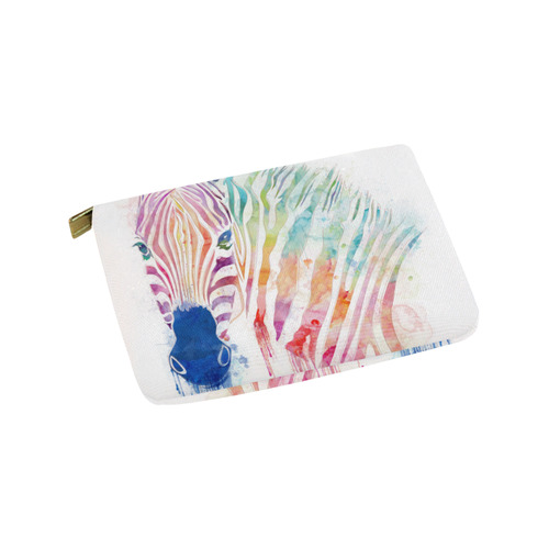 watercolor rainbow zebra Carry-All Pouch 9.5''x6''