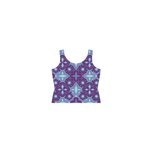 Purple blue pattern Sleeveless Splicing Shift Dress(Model D17)