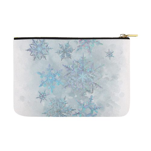 Snowflakes, snow, white and blue Carry-All Pouch 12.5''x8.5''