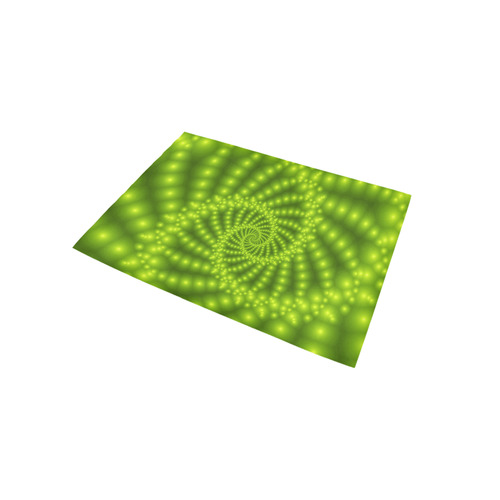 Glossy Lime Green Beaded Spiral Fractal Area Rug 5'x3'3''
