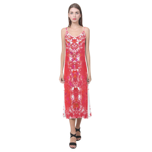 You Choose Mirrored RED V-Neck Open Fork Long Dress(Model D18)